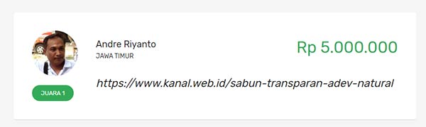 Kontes SEO dengan keyword "sabun transparan ADEV Natural"