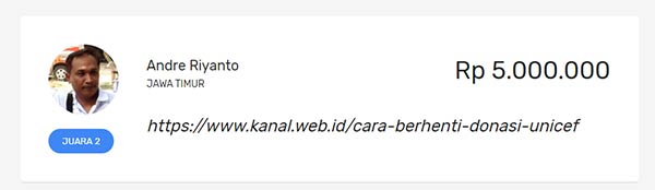 Kontes SEO dengan keyword " Cara Berhenti Donasi UNICEF"