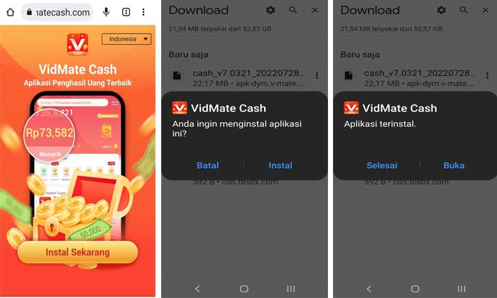 instal Aplikasi VidMate Cash